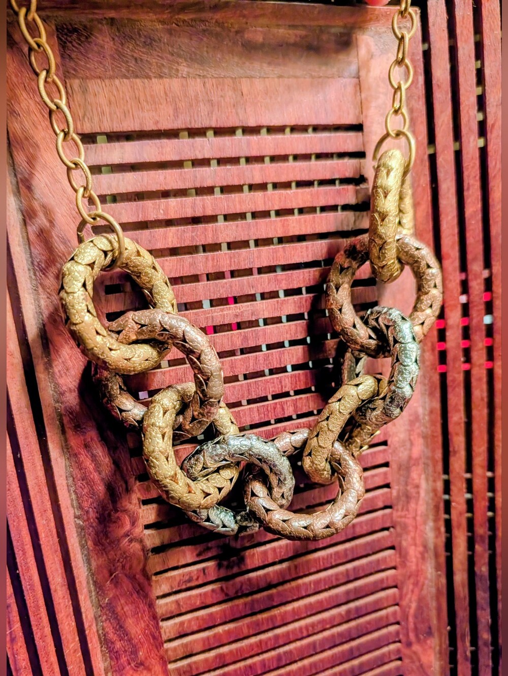 Vintage Designer Modernist MCM Copper Silver Brass Link Chain Brutalist Necklace - Picture 3 of 7